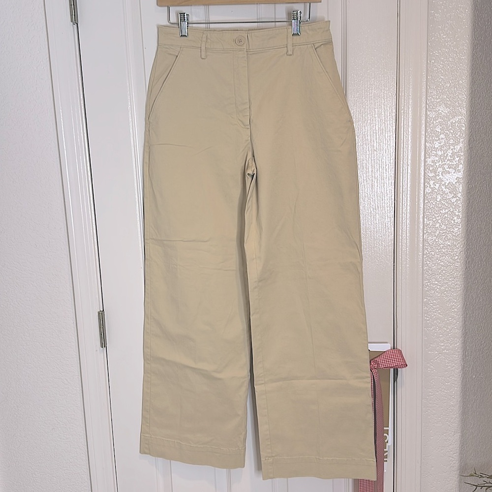 NWT Abercrombie tan Chino Trouser high rise perfect wide-leg pants size 28 6